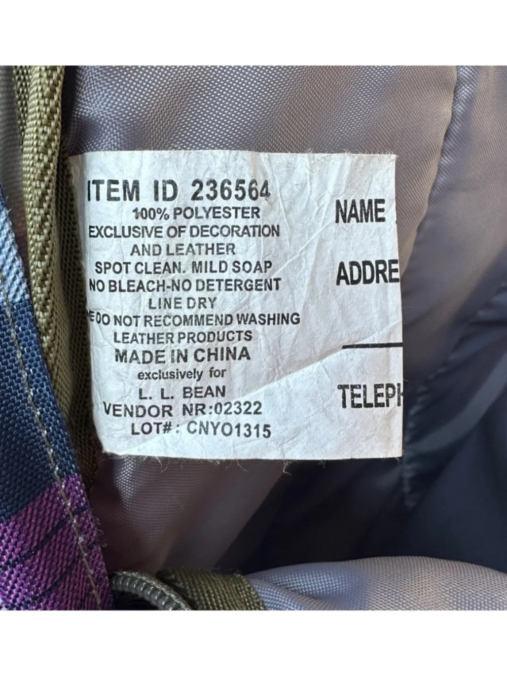 L..L. BEAN Deluxe Reflective Kids Backpack Purple Nylon School Travel